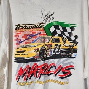 Autographed Dave Marcis 71 Vintage Nascar Hanes Beefy-T Tshirt Men's XL